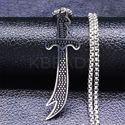 201 Stainless Steel Pendant Necklaces LS-NJEW-C066-09P-1