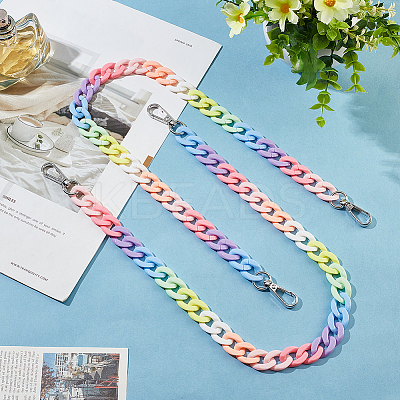 Rainbow Color Acrylic Curb Chain Bag Strap FIND-WH0143-47A-1