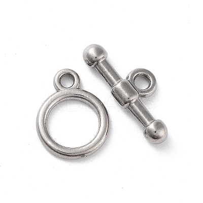 Non-Tarnish 304 Stainless Steel Ring Toggle Clasps STAS-A092-09G-P-1