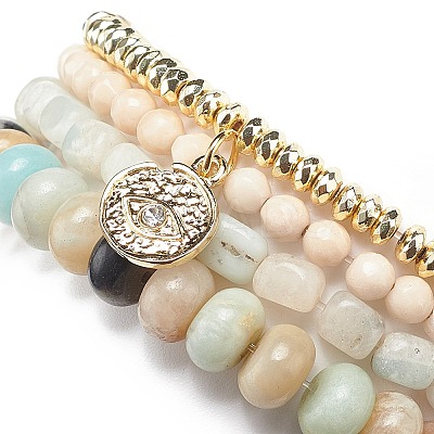 4Pcs 4 Style Natural & Synthetic Mixed Gemstone Stretch Bracelets Set BJEW-JB09003-1