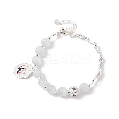 Natural Pearl & Round Cat Eye & Glass Beaded Bracelets BJEW-C068-06S-1