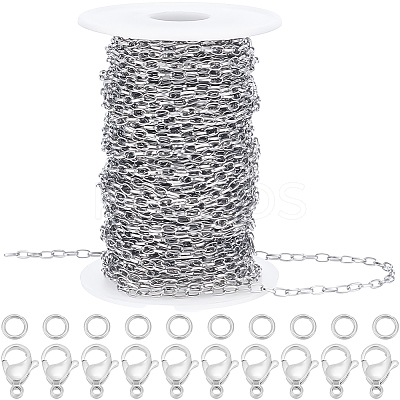 DIY 304 Stainless Steel Paperclip Chains Necklace/Bracelets Making Kits DIY-BBC0002-52-1