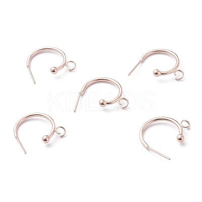 304 Stainless Steel Half Hoop Earrings STAS-Z028-B01-RG-1