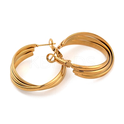 304 Stainless Steel Three Layer Hoop Earrings for Women EJEW-Z057-10G-1