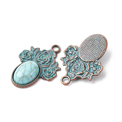 Alloy with Synthetic Turquoise Pendants FIND-B055-01B-1