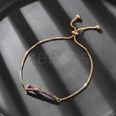 Letter Y Brass Micro Pave Cubic Zirconia Link Slider Bracelets KK-R217-55G-1