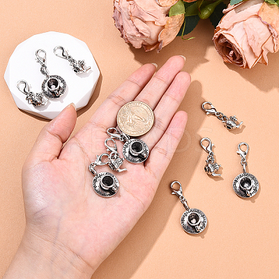 10Pcs 2 Styles Teapot and Coffee Cup Tibetan Style Alloy Pendant Decorations HJEW-YW00138-1