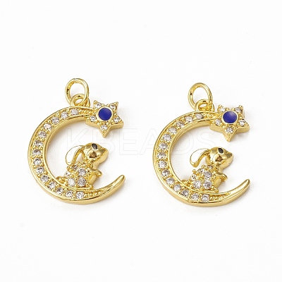 Brass Micro Pave Cubic Zirconia Pendants KK-E068-VB008-1