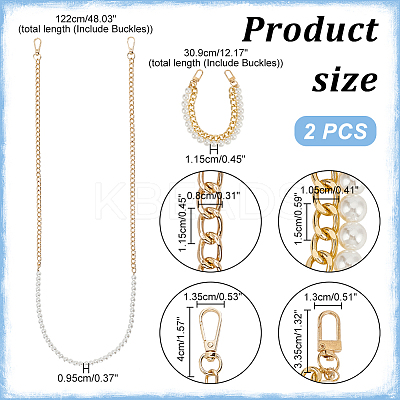 2Pcs 2 Style Resin Imitation Pearl Crossbody Purse Straps FIND-WR0009-54-1