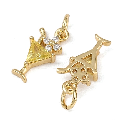 Brass Micro Pave Cubic Zirconia Pendants KK-I358-059G-1