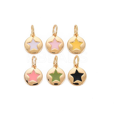 Brass Enamel Charms KK-S356-671G-NF-1