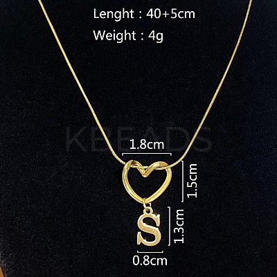 304 Stainless Steel Heart with Initial Pendant Necklaces for Women FS-WG4DC9E-19-1