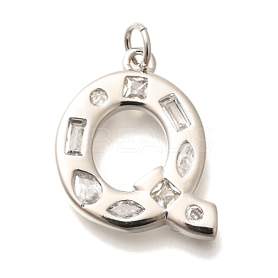 Brass Micro Pave Clear Cubic Zirconia Pendants KK-G521-01P-Q-1