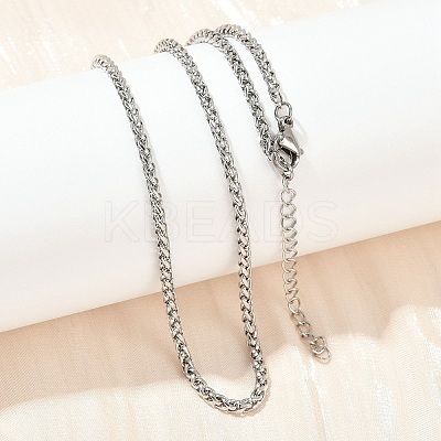 304 Stainless Steel Wheat Chains Necklaces for Unisex NJEW-K395-01B-P-1