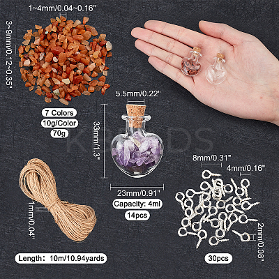 14Pcs Heart Transparent Glass Bottles AJEW-FH0001-78-1