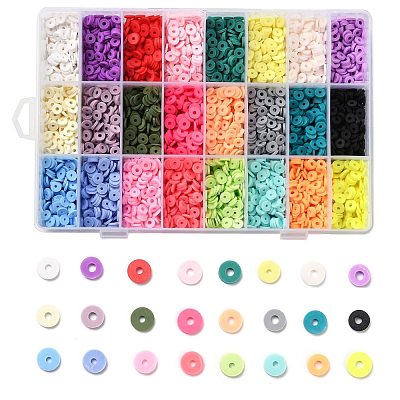 240G 24 Colors Handmade Polymer Clay Beads CLAY-JP0001-08-6mm-1