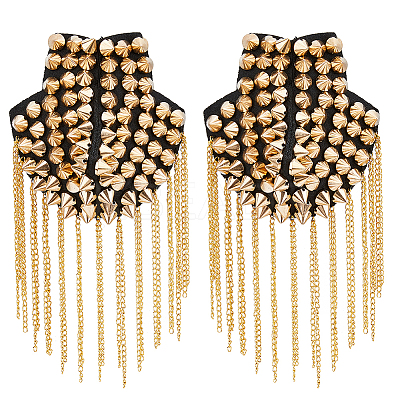 Fashionable Punk Style Chain Tassel Epaulettes DIY-WH0304-475G-1