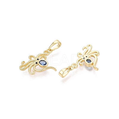Brass Micro Pave Cubic Zirconia Pendants KK-Q073-09G-1