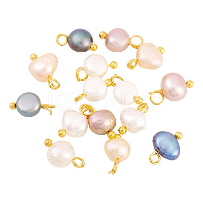 20Pcs 5 Colors Natural Cultured Freshwater Pearl  Charms PALLOY-TAC0165-1