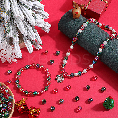 200Pcs 2 Colors Christmas Theme Transparent Acrylic Beads MACR-SP0001-16-1