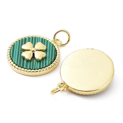 Rack Plating Natural Malachite Pendants KK-B076-05G-01-1