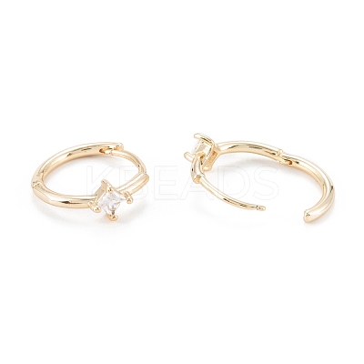 Brass Micro Pave Clear Cubic Zirconia Hoop Earring Findings KK-D063-06G-1