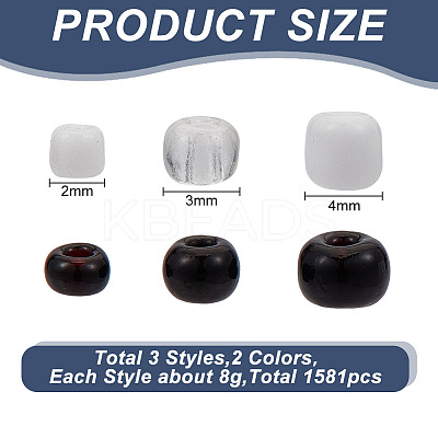 White & Black Series Glass Seed Beads SEED-GO0001-03-1
