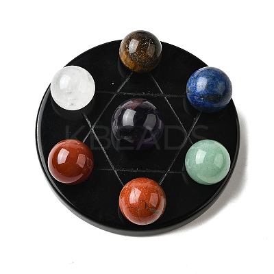 7Pcs 2 Styles Chakra Natural Amethyst Base Seven Star Group Display Decorations DJEW-K031-01B-04-1