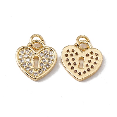 Brass Micro Pave Clear Cubic Zirconia Pendants KK-G439-16G-1