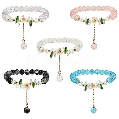 Glass Bead Charm Bracelets BJEW-YW00007-01-1