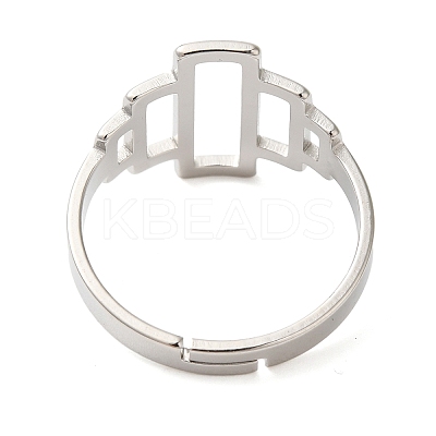 Non-Tarnish Hollow Rectangle 304 Stainless Steel Adjustable Rings for Women RJEW-N048-01P-1