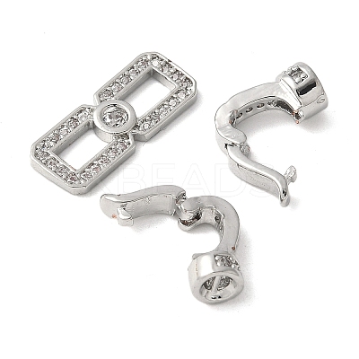 Brass Pave Clear Cubic Zirconia Fold Over Clasps KK-M320-25P-1