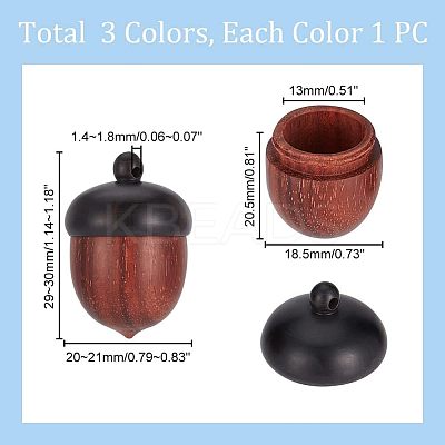 3Pcs 3 Colors Wood Pendants WOOD-NB0002-06-1