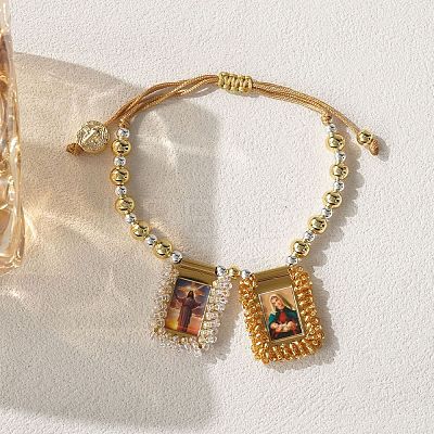 Adjustable Jesus & Virgin Mary Charm Cord Bracelets KQ6530-1