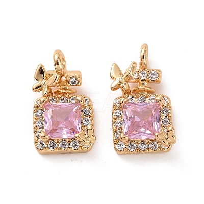Brass Micro Pave Clear Cubic Zirconia Charms KK-E068-VF220-1