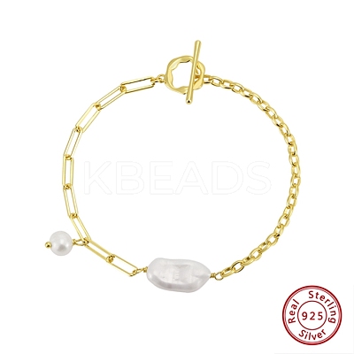 925 Sterling Silver Charm Bracelets BJEW-D343-02G-1