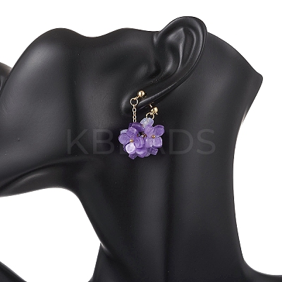 3 Pairs Flower Brass Resin Dangle Stud Earrings EJEW-TA00778-1