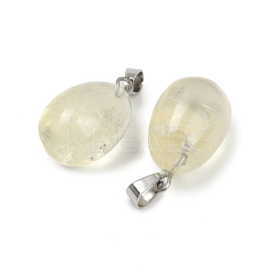 Natural Lemon Quartz Pendants G-U018-01P-H-1