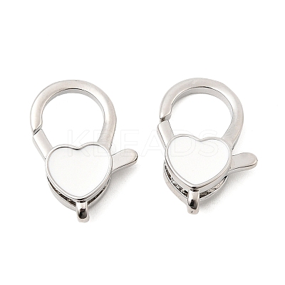 Heart Brass Enamel Lobster Claw Clasps KK-Z147-02P-02A-1