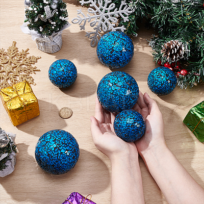 6Pcs 2 Styles Glass Mosaic Foam Ball Christmas Decorations AJEW-UN0002-83B-1