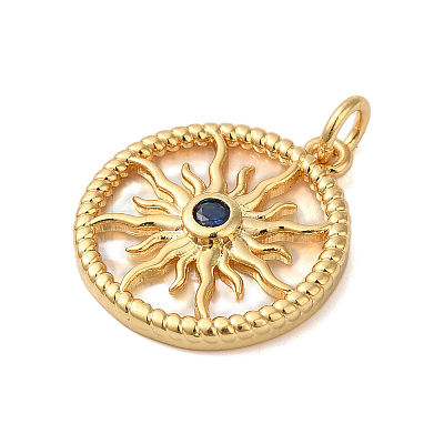 Rack Plating Brass & Cubic Zirconia Shell Pendants KK-S372-20G-1