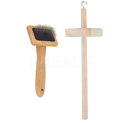 1Pc Wooden Handle with Metal Pin Macrame Fringe Comb TOOL-OC0001-88-1