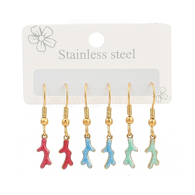 Ocean Series 304 Stainless Steel Enamel Dangle Earrings EJEW-K017-01G-G-1