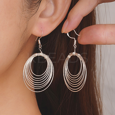 Multi-Layer Circle Wire Oval Brass Dangle Earrings WGA7B49-02-1