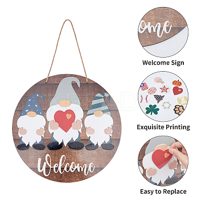 Printed Wooden Big Pendants WOOD-WH0115-04-1