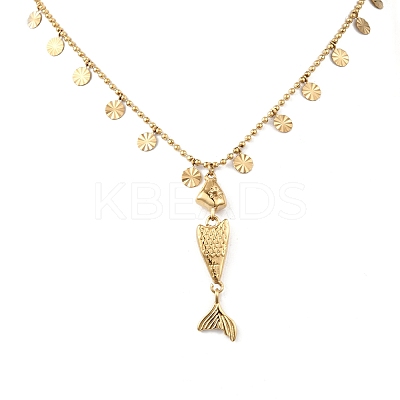 304 Stainless Steel Fish Pendant Necklaces for Women NJEW-F362-01G-1