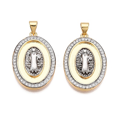 Brass Micro Pave Cubic Zirconia Pendants KK-T070-24G-1