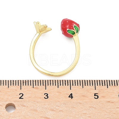 Brass with Enamel Cuff Open Rings for Women RJEW-Q019-01B-G-1