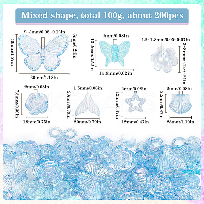 100G Resin Charms and Beads DIY Jewelry Making Findings Kit OHAR-SC0003-01C-1