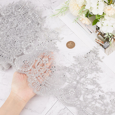 Sparkle Embroidery Flower Polyester Lace Trim OCOR-GF0002-44A-1
